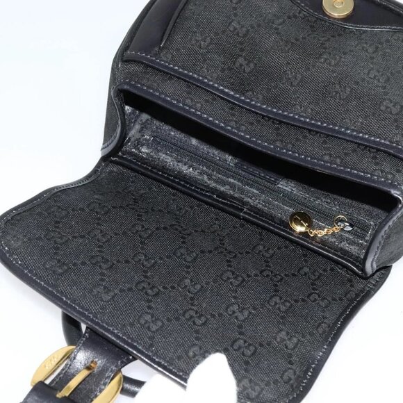 GUCCI GG Canvas Hand Bag 2way Black Gold 000 2058 0321 Auth 133588 - Picture 9 of 16